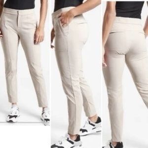 Athleta Wander Stash Stretch Skinny Athleisure Ankle Pants Zip Pockets Sand‎ 0